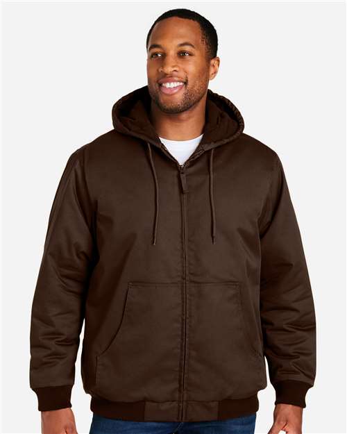 Harriton M722 Unisex ClimaBloc Heavyweight Hooded Full-Zip Jacket - Dark Mocha - model front
