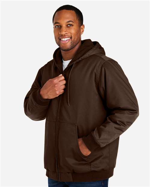 Harriton M722 Unisex ClimaBloc Heavyweight Hooded Full-Zip Jacket - Dark Mocha - model side