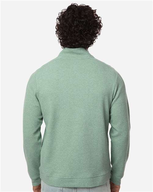North End NE725 Men's Spirit Textured Quarter-Zip Pullover - Sage Green Heather - model back