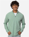 North End NE725 Men's Spirit Textured Quarter-Zip Pullover - Sage Green Heather - model front
