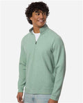 North End NE725 Men's Spirit Textured Quarter-Zip Pullover - Sage Green Heather - model side