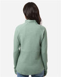 North End NE725W Women's Spirit Textured Quarter-Zip Pullover - Sage Green Heather - model back