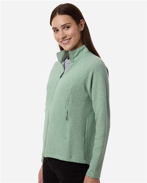 North End NE727W Women's Spirit Textured Full-Zip - Sage Green Heather - model side