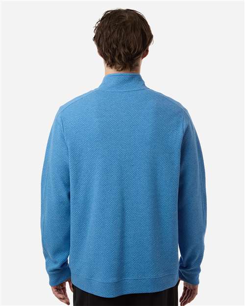 North End NE725 Men's Spirit Textured Quarter-Zip Pullover - Light Nautical Blue Heather - model back