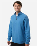 North End NE725 Men's Spirit Textured Quarter-Zip Pullover - Light Nautical Blue Heather - model side