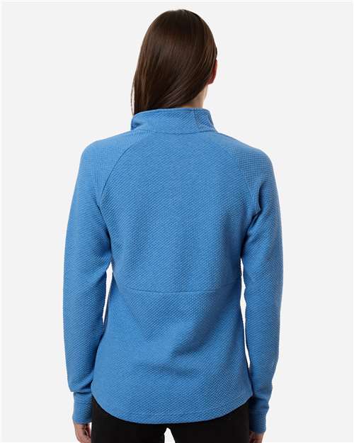 North End NE725W Women's Spirit Textured Quarter-Zip Pullover - Light Nautical Blue Heather - model back