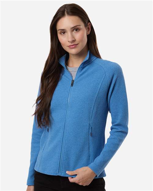 North End NE727W Women's Spirit Textured Full-Zip - Light Nautical Blue Heather - model front