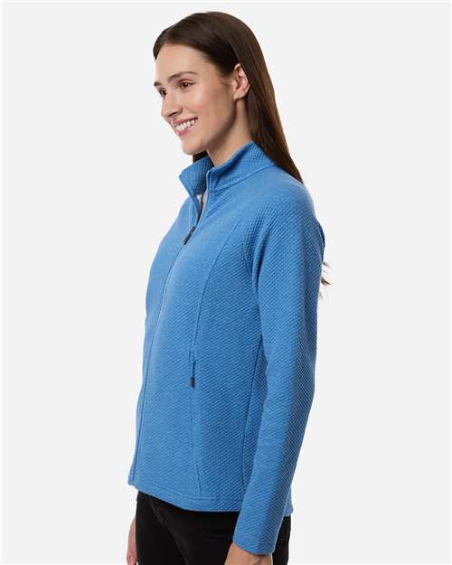 North End NE727W Women's Spirit Textured Full-Zip - Light Nautical Blue Heather - model side