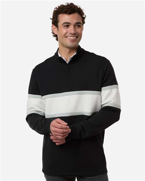 Swannies SWOQ500 Men's Owen Quarter-Zip Colorblock Pullover - Black/ White - model front