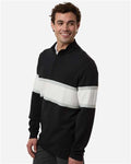 Swannies SWOQ500 Men's Owen Quarter-Zip Colorblock Pullover - Black/ White - model side