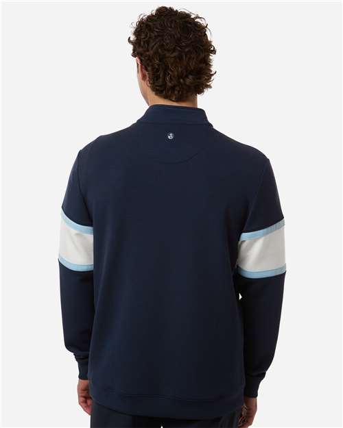 Swannies SWOQ500 Men's Owen Quarter-Zip Colorblock Pullover - Navy/ White - model back