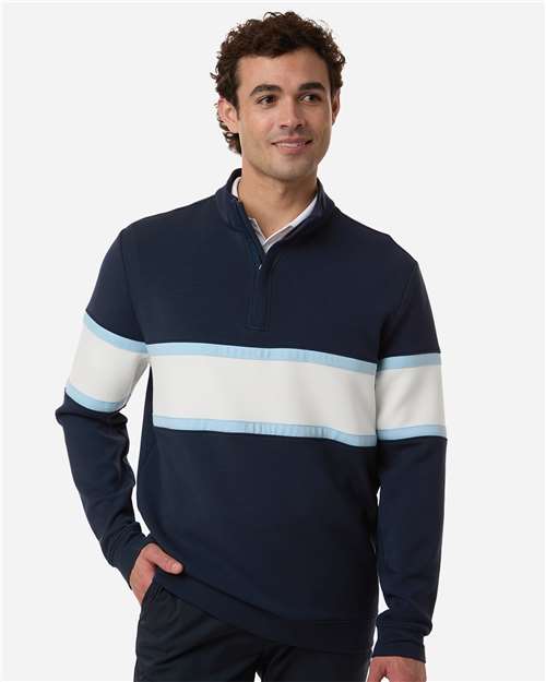 Swannies SWOQ500 Men's Owen Quarter-Zip Colorblock Pullover - Navy/ White - model front
