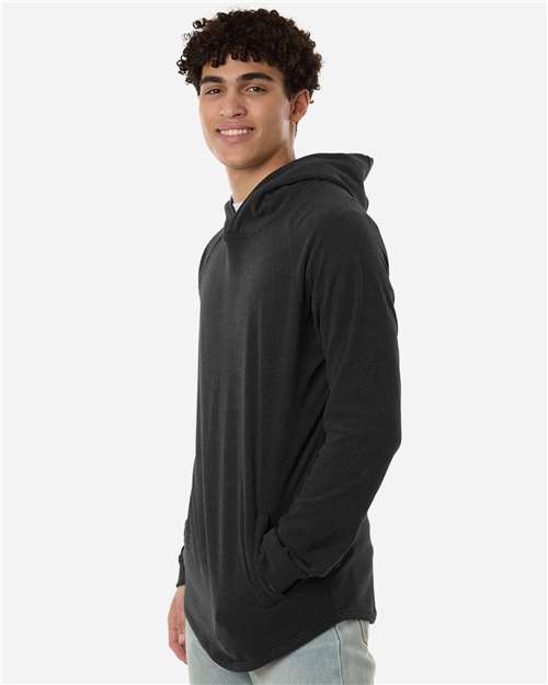 Swannies SWGH600 Men's Glasgow Hooded Sweatshirt - Black/ Heather - model side
