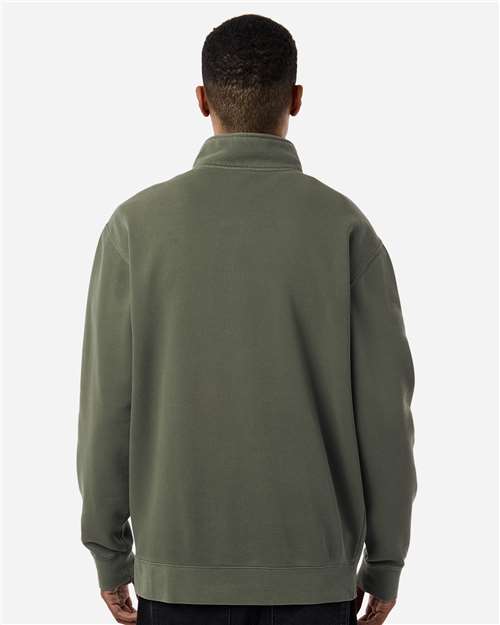 Independent Trading Co. PRM4600QZ Unisex Pigment-Dyed Quarter-Zip Pullover - Pigment Army - model back