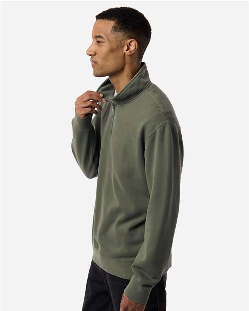 Independent Trading Co. PRM4600QZ Unisex Pigment-Dyed Quarter-Zip Pullover - Pigment Army - model side