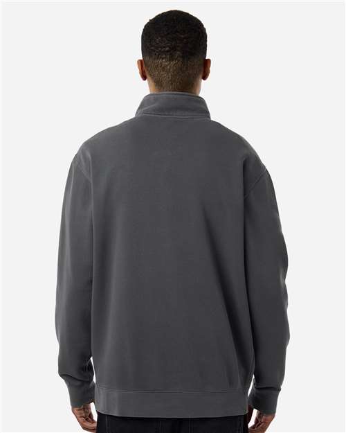 Independent Trading Co. PRM4600QZ Unisex Pigment-Dyed Quarter-Zip Pullover - Pigment Black - model back