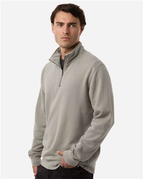 Independent Trading Co. PRM4600QZ Unisex Pigment-Dyed Quarter-Zip Pullover - Pigment Cement - model side