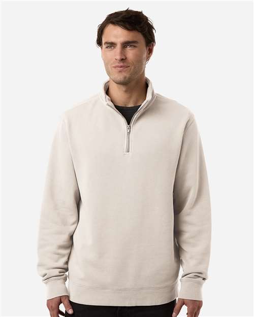 Independent Trading Co. PRM4600QZ Unisex Pigment-Dyed Quarter-Zip Pullover - Pigment Ivory - model front