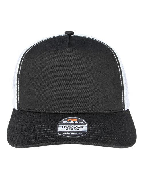 Pukka 5000M Rudder Five-Panel Cap - Black/ White - front