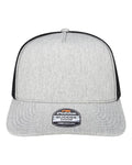 Pukka 5000M Rudder Five-Panel Cap - Grey Heather/ Black - front