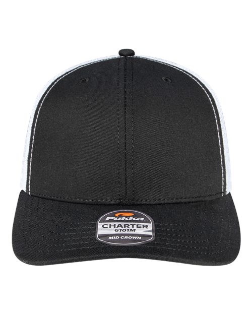 Pukka 6101M Charter Six-Panel Cap - Black/ White - front