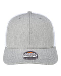 Pukka 6101M Charter Six-Panel Cap - Grey Heather/ White - front