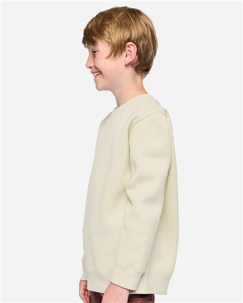 LAT 2225 Youth Crewneck Sweatshirt - Natural - model side