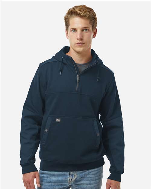DRI DUCK 7349 Men's Mission Quarter-Zip Hooded Pullover - Deep Blue - model front