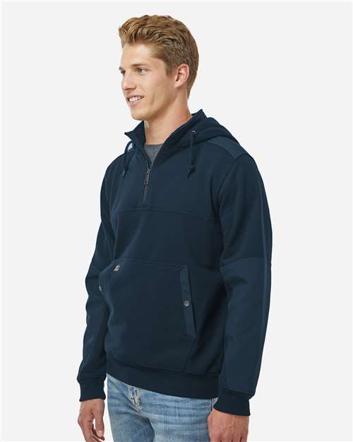 DRI DUCK 7349 Men's Mission Quarter-Zip Hooded Pullover - Deep Blue - model side