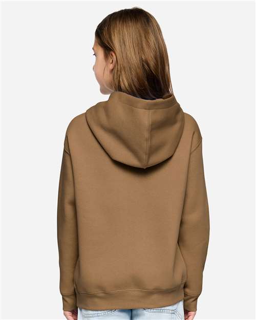 LAT 2296 Youth Hoodie Sweatshirt - Coyote Brown - model back