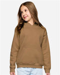 LAT 2296 Youth Hoodie Sweatshirt - Coyote Brown - model front