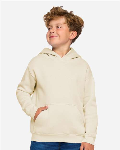 LAT 2296 Youth Hoodie Sweatshirt - Natural - model front