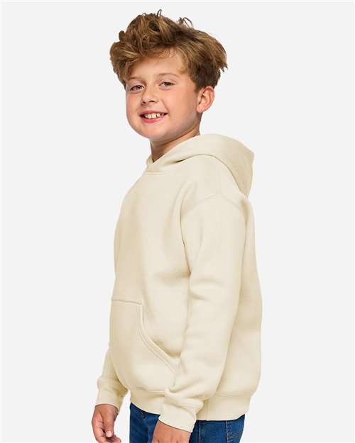 LAT 2296 Youth Hoodie Sweatshirt - Natural - model side
