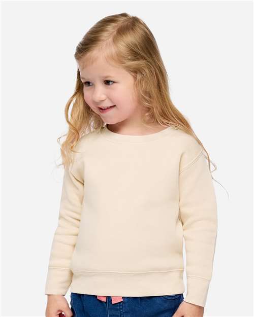 Rabbit Skins 3317 Toddler Fleece Crewneck Sweatshirt - Natural - model front