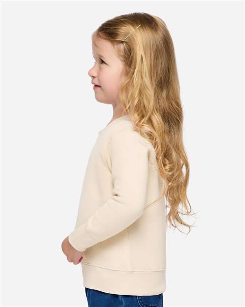 Rabbit Skins 3317 Toddler Fleece Crewneck Sweatshirt - Natural - model side