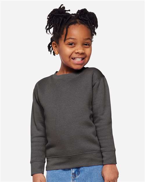 Rabbit Skins 3317 Toddler Fleece Crewneck Sweatshirt - Charcoal - model front