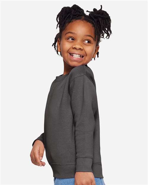Rabbit Skins 3317 Toddler Fleece Crewneck Sweatshirt - Charcoal - model side