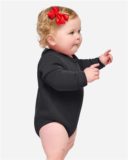 Rabbit Skins 3421 Infant Fleece Bodysuit - Black - model side