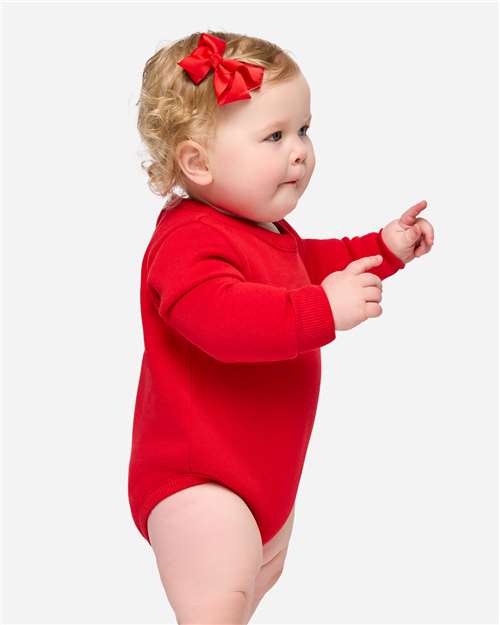 Rabbit Skins 3421 Infant Fleece Bodysuit - Red - model side
