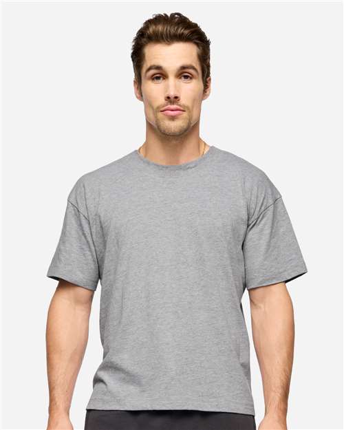 LAT 3520 Unisex Boxy Jersey Tee - Heather - model front