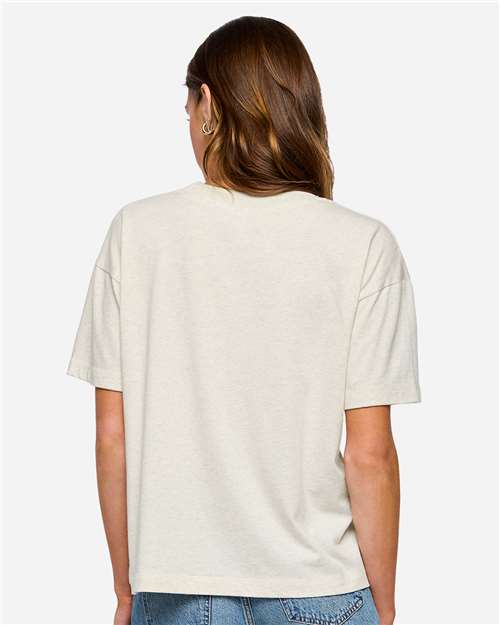 LAT 3520 Unisex Boxy Jersey Tee - Natural Heather - model back