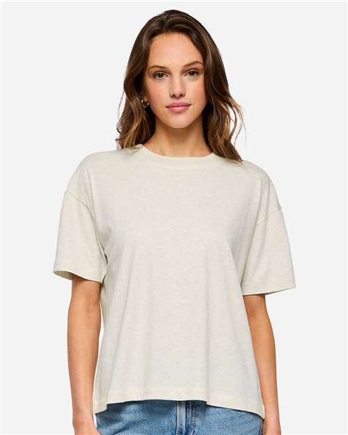 LAT 3520 Unisex Boxy Jersey Tee - Natural Heather - model front