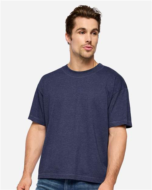 LAT 3520 Unisex Boxy Jersey Tee - Vintage True Navy - model front