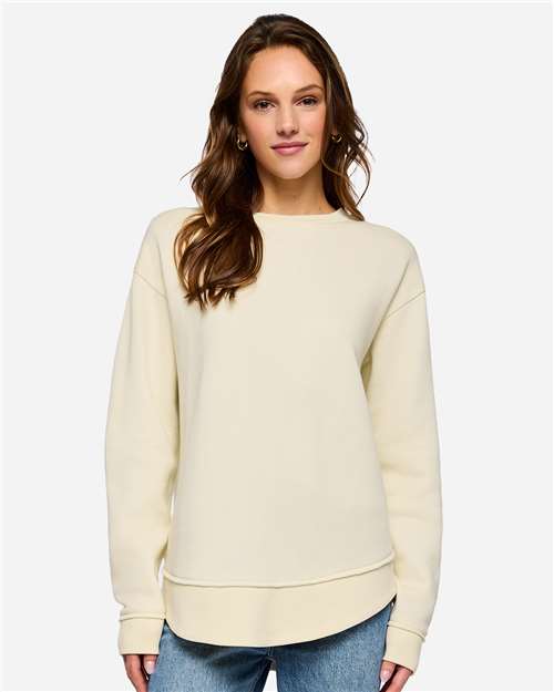 LAT 3525 Women's Weekend Crewneck Sweatshirt - Natural - model front