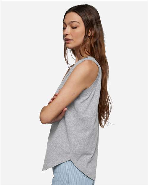LAT 3592 Women's Relaxed Fine Jersey Tank - Heather - model side