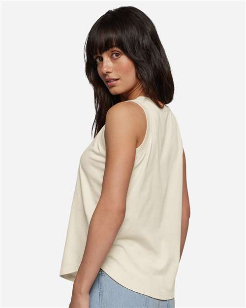 LAT 3592 Women's Relaxed Fine Jersey Tank - Natural - model side