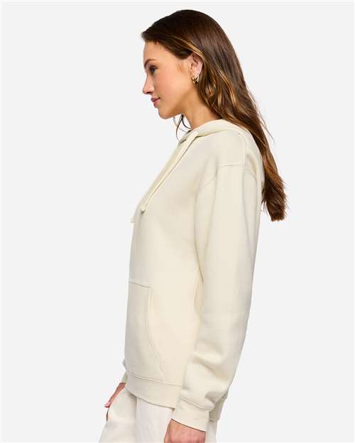 LAT 6926 Unisex Elevated Fleece Hoodie Sweatshirt - Natural - model side
