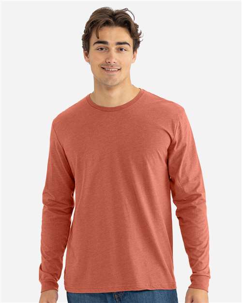 Next Level 6211 Unisex CVC Long Sleeve T-Shirt - Heather Redwood - model front