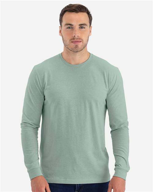 Next Level 6211 Unisex CVC Long Sleeve T-Shirt - Heather Seafoam - model front