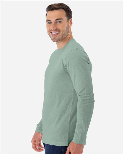 Next Level 6211 Unisex CVC Long Sleeve T-Shirt - Heather Seafoam - model side